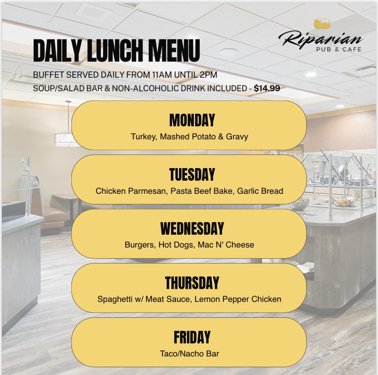 Riparian Pub & Café Menu