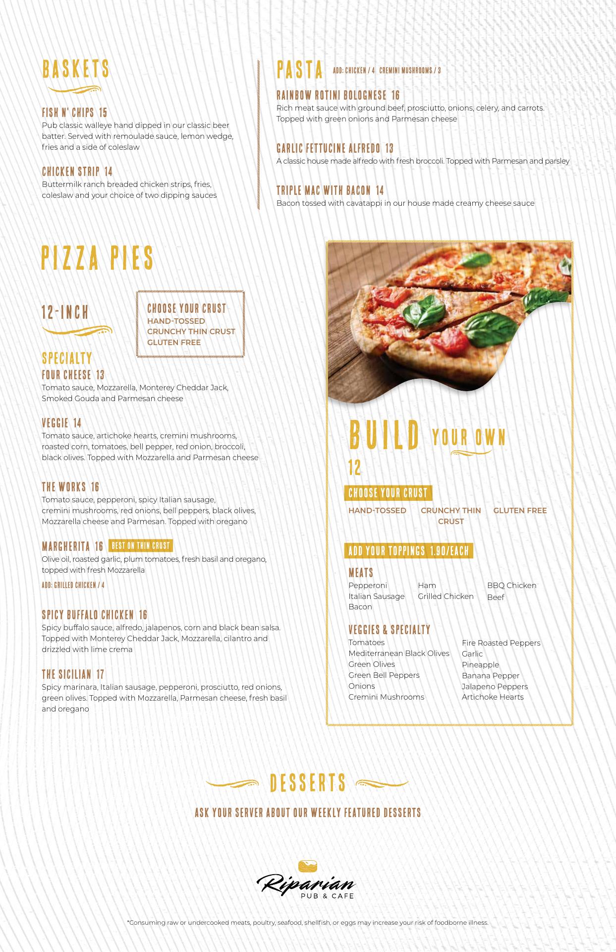 Riparian Pub & Café Menu