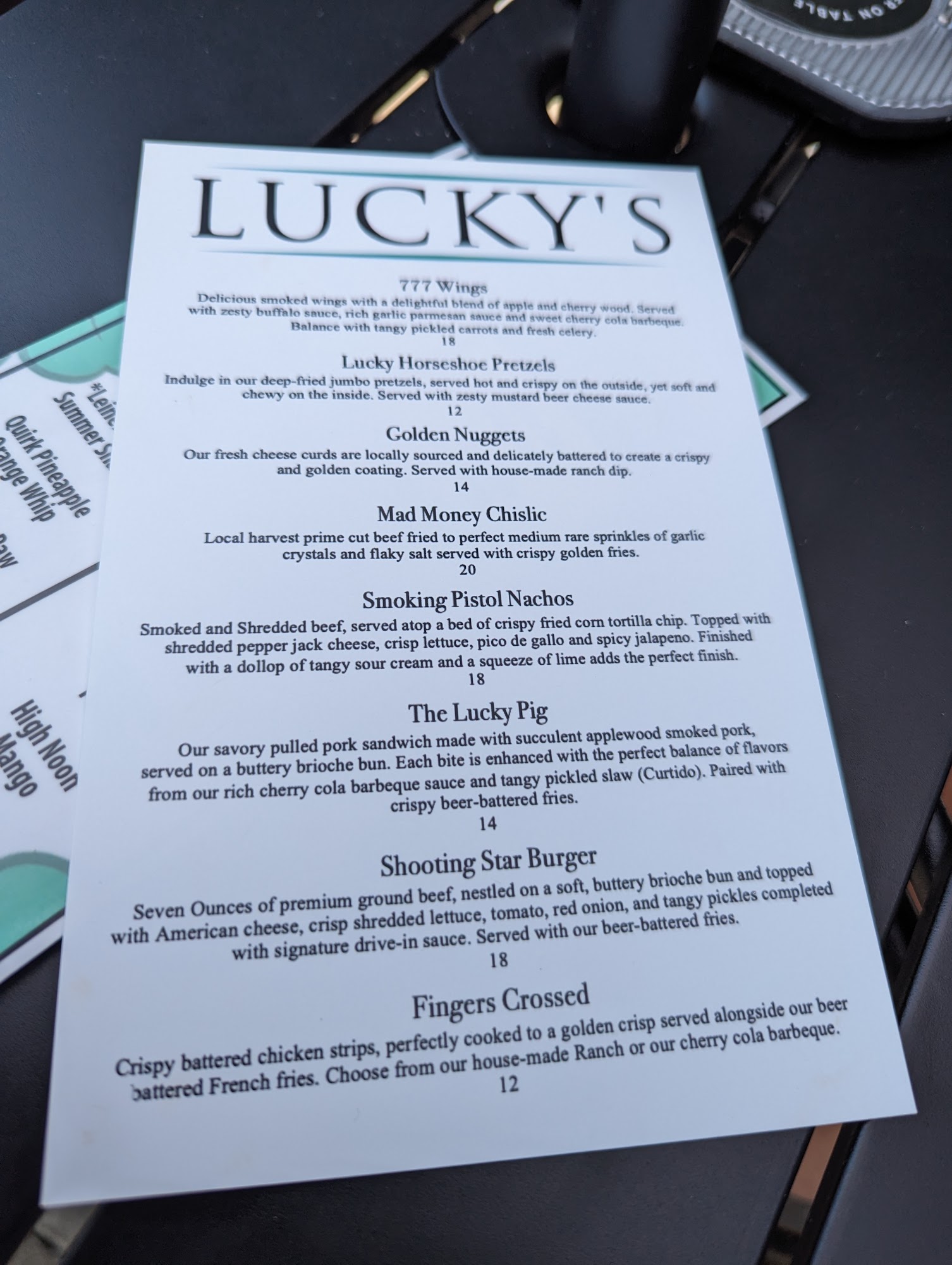 Lucky's on Louise Menu