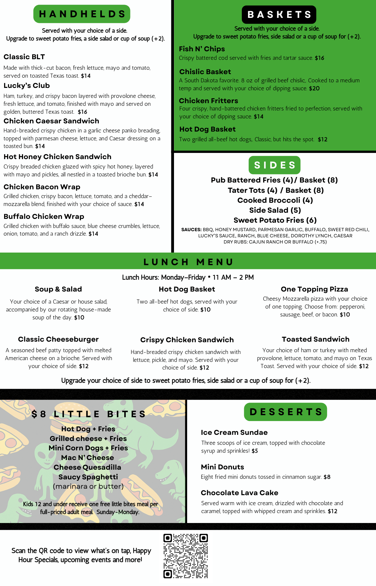 Lucky's on Louise Menu