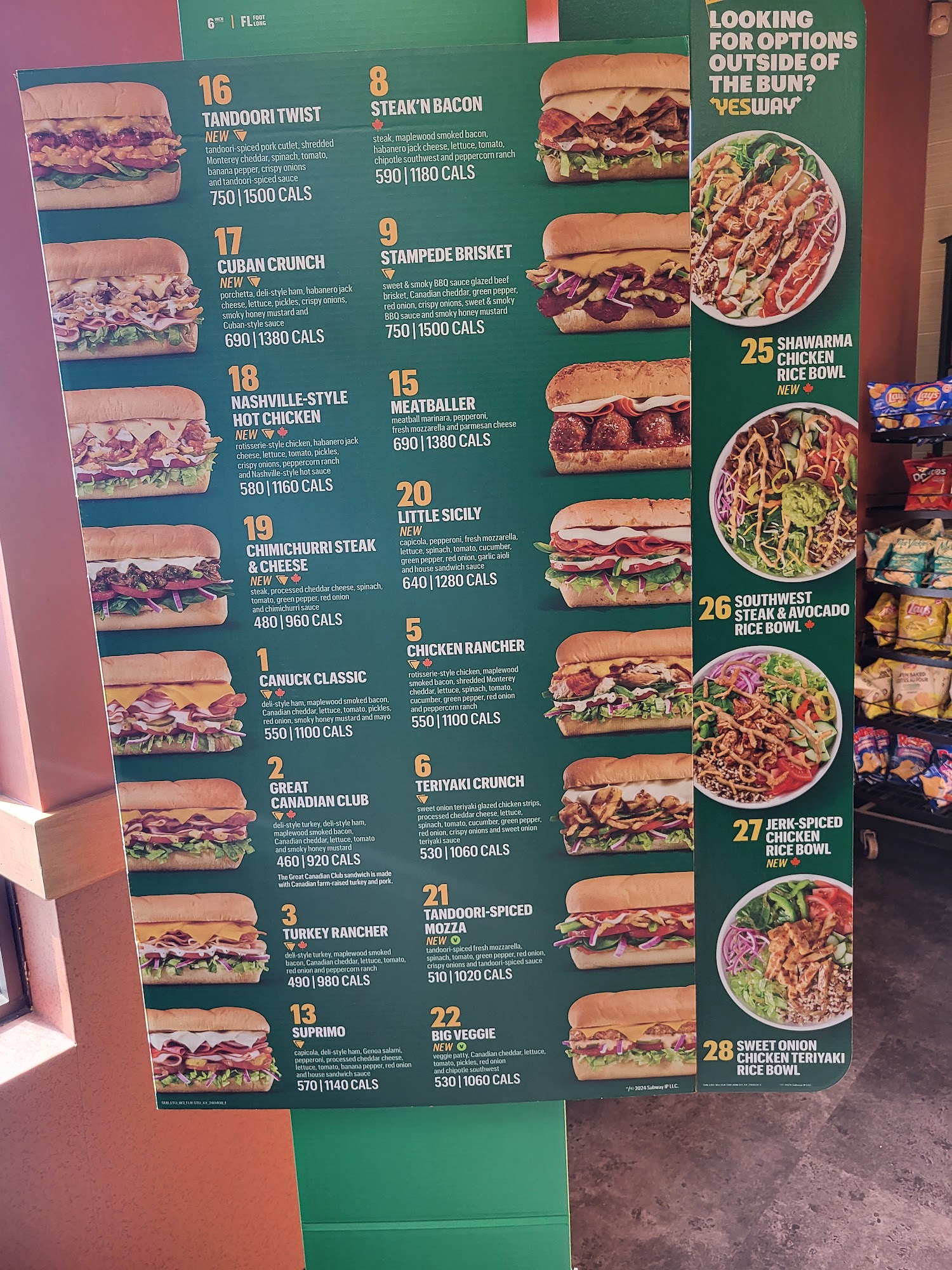 Subway Menu