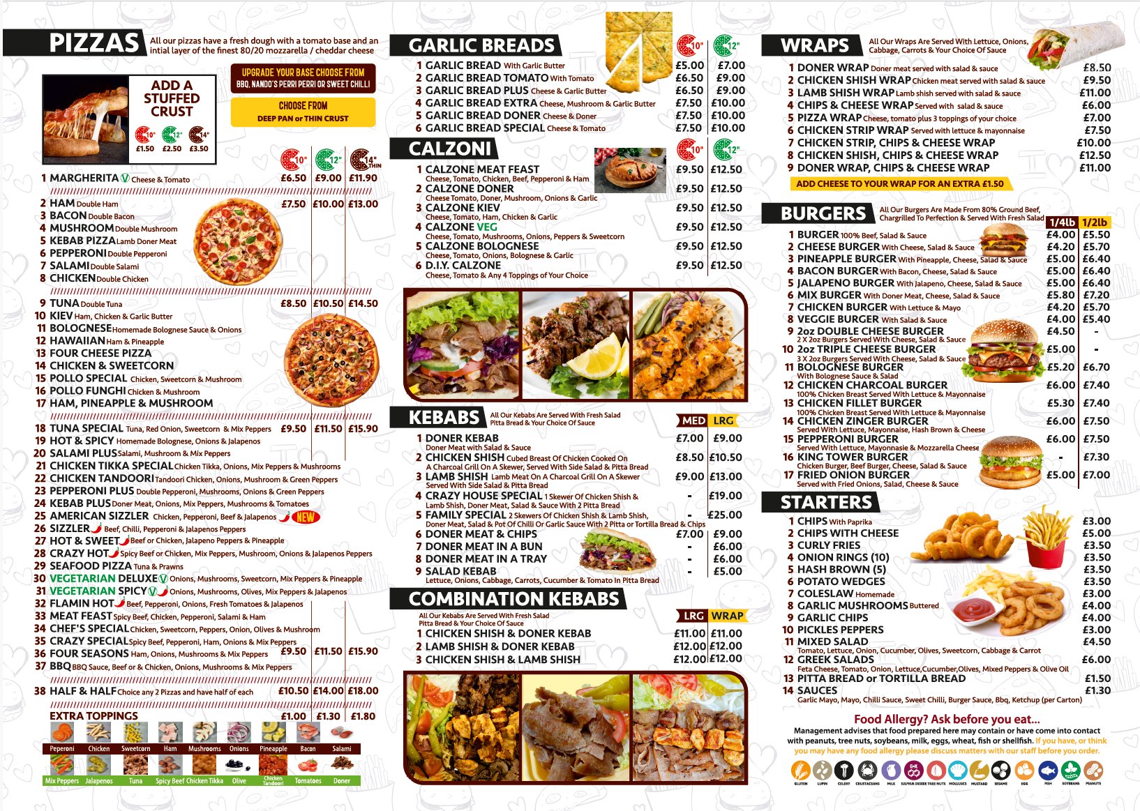 Pizza Crazy Menu