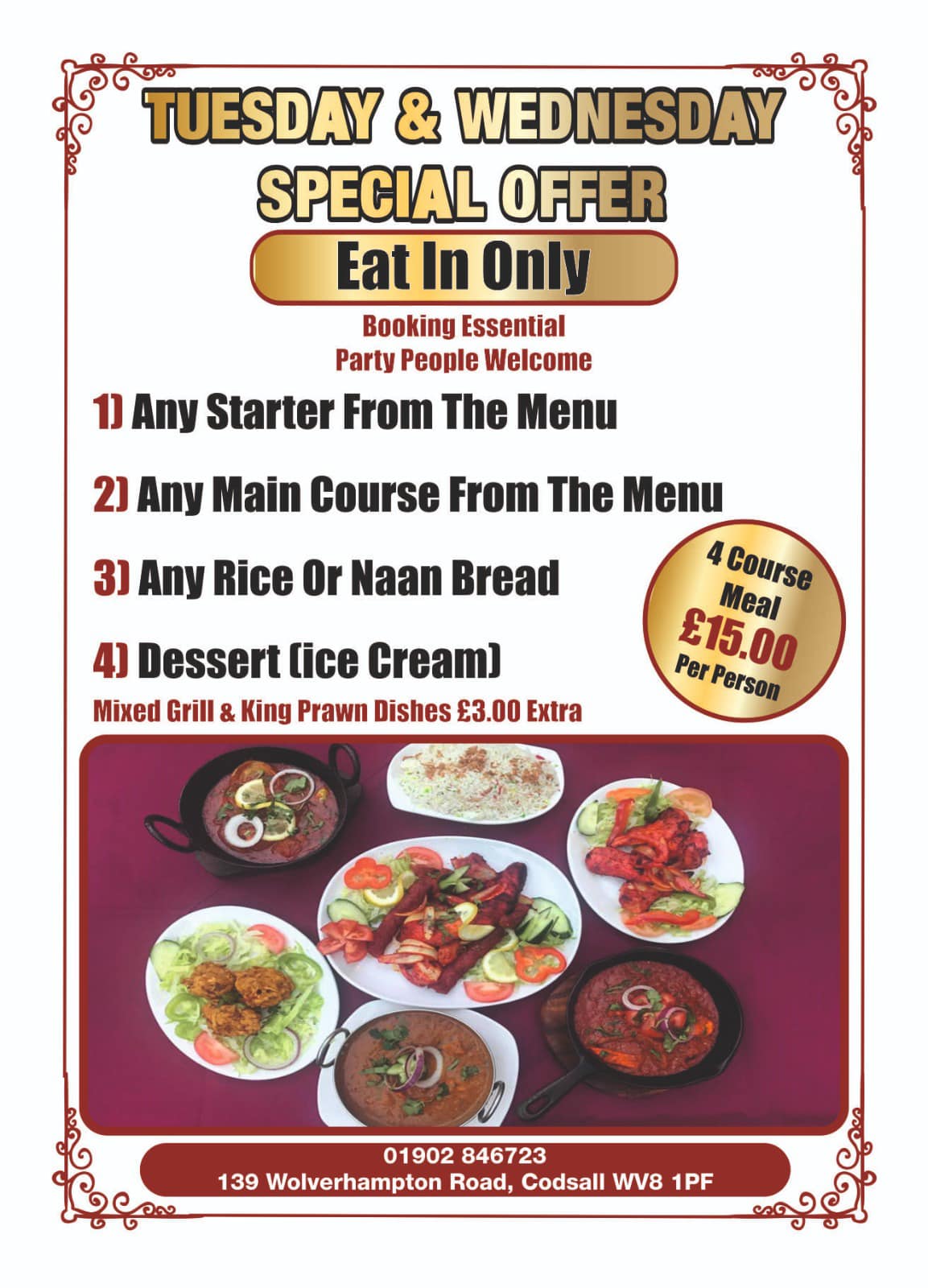 Codsall Spice Menu