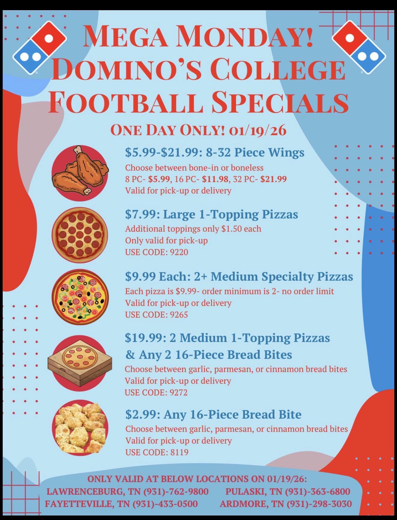 Domino's Pizza Menu