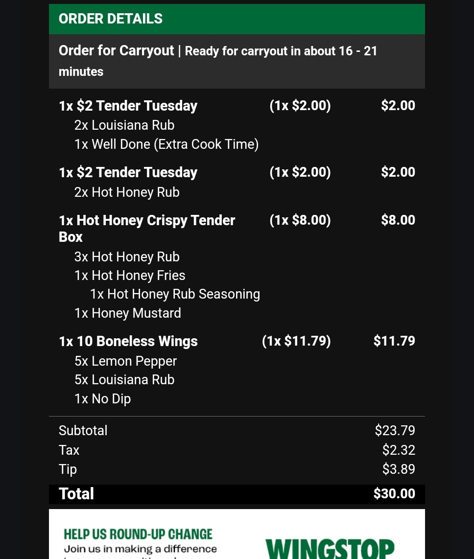 Wingstop Menu
