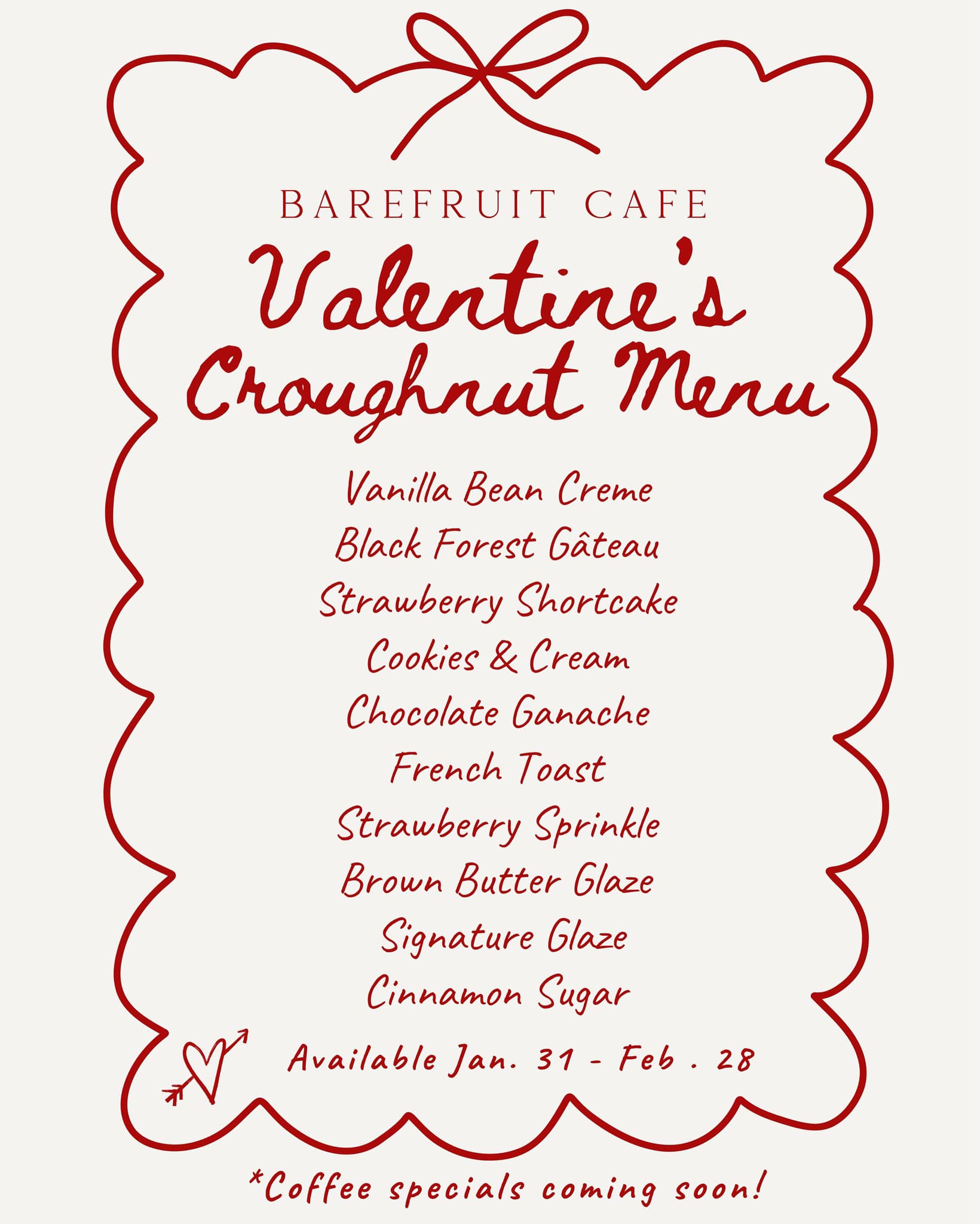 Barefruit Cafe Menu