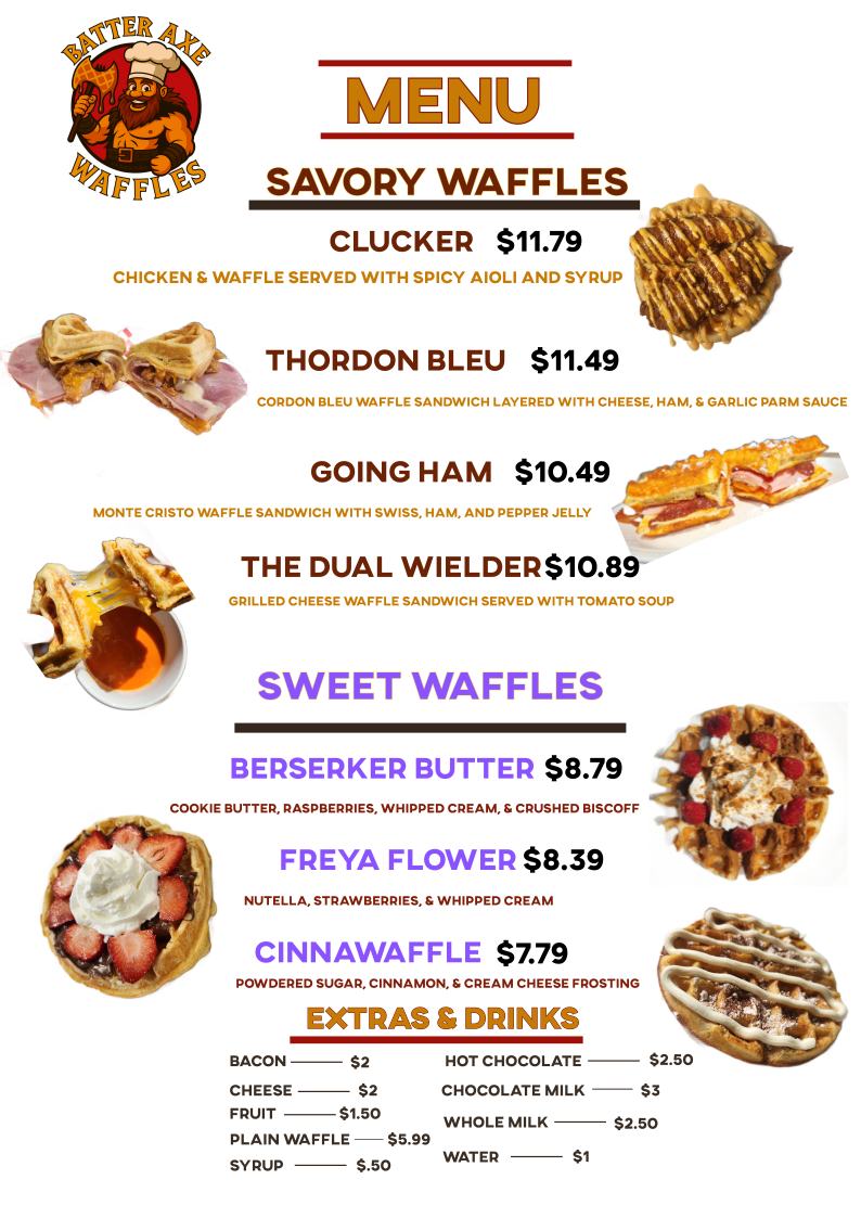 Batter Axe Waffles Menu