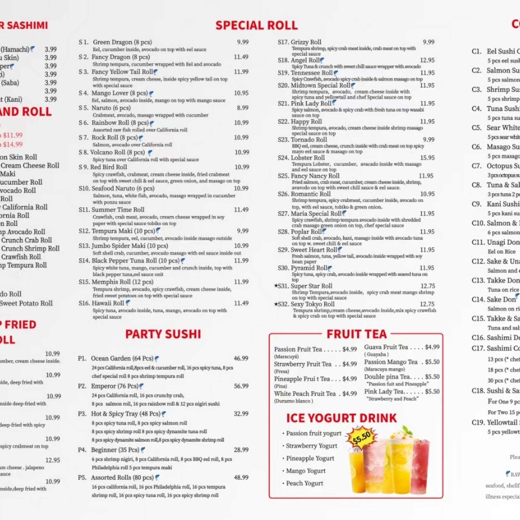 Tokyo Grill Menu