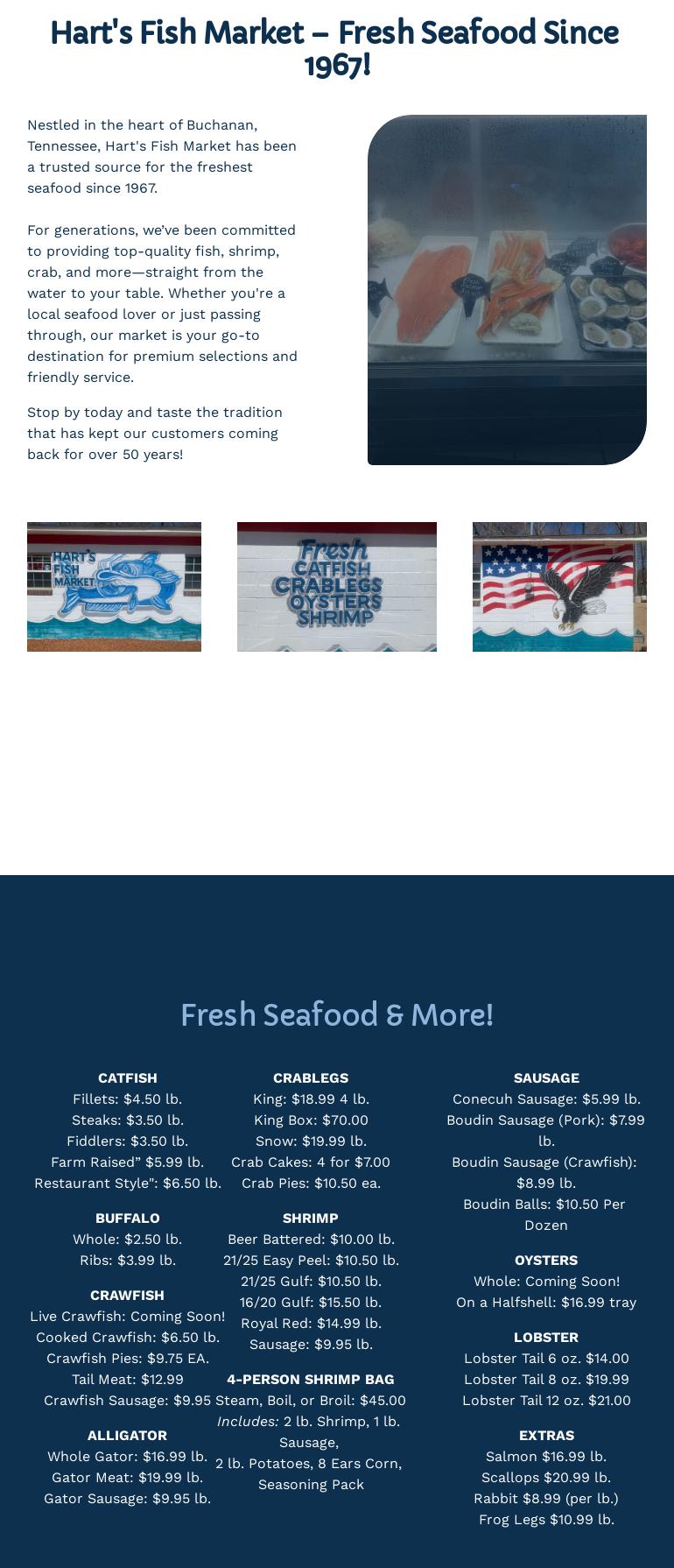 Hart's Fish Market LLC Menu