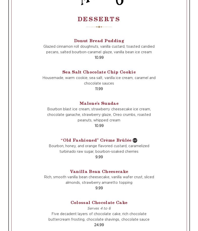 Harry's American Bar & Grill Menu
