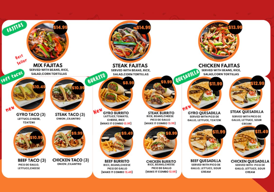 Greko Taco Menu