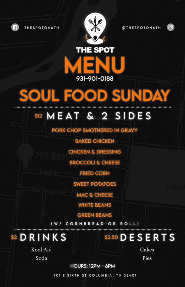 The Spot on 6th Menu