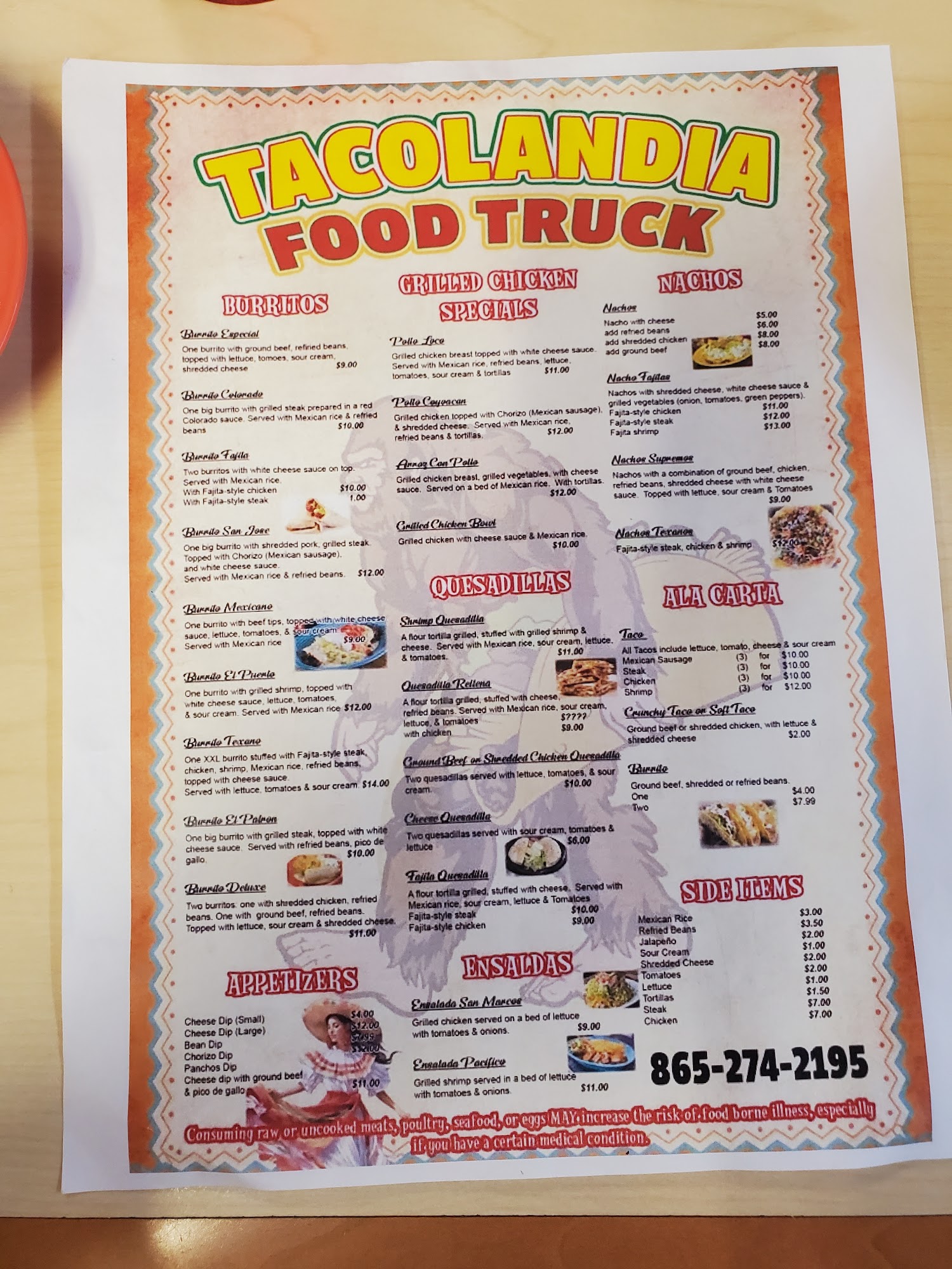 Tacolandia #2 Menu