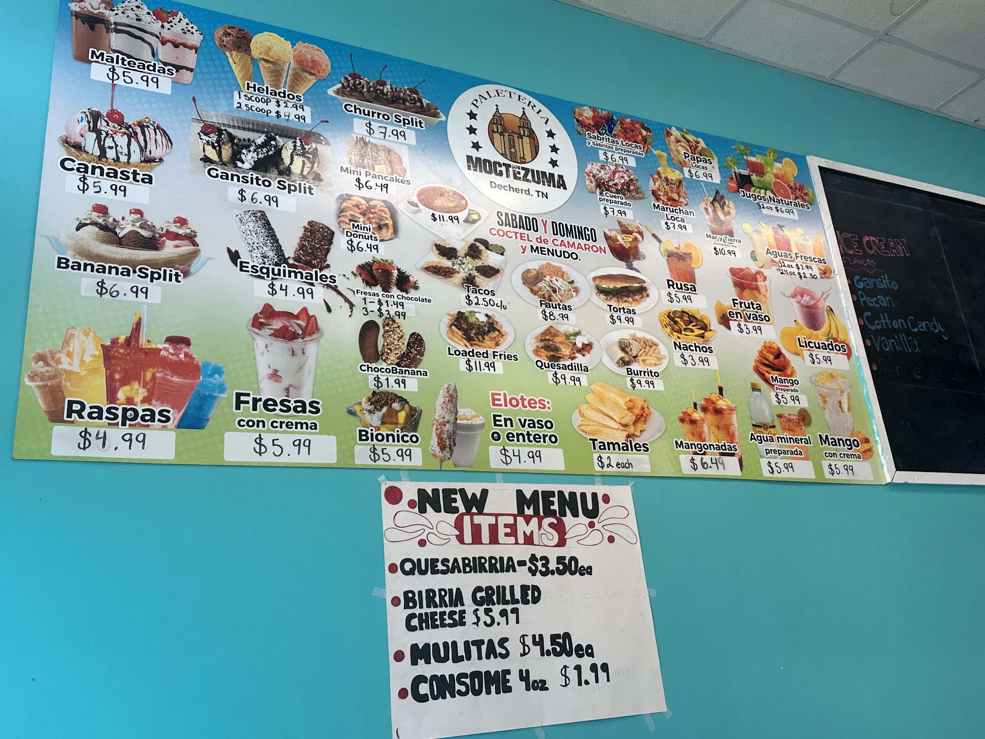 Paleteria y Frutería Moctezuma Menu