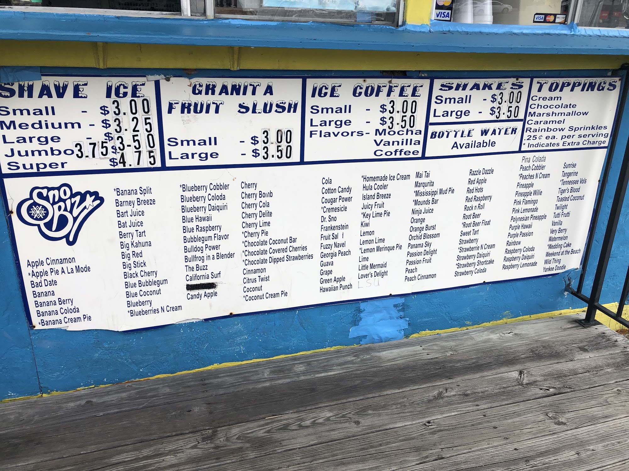 Sno Biz Shaved Ice - Menu