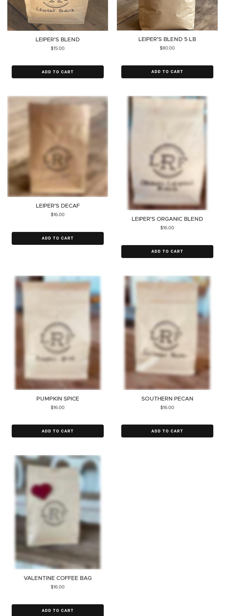 Leiper’s Fork Roastery Menu