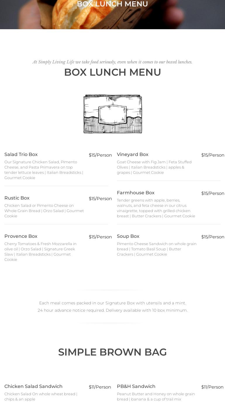 Simply Living Life Menu