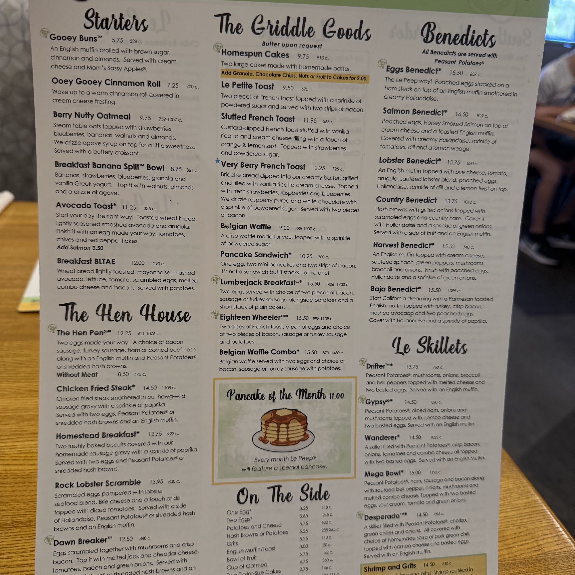 Le Peep Menu