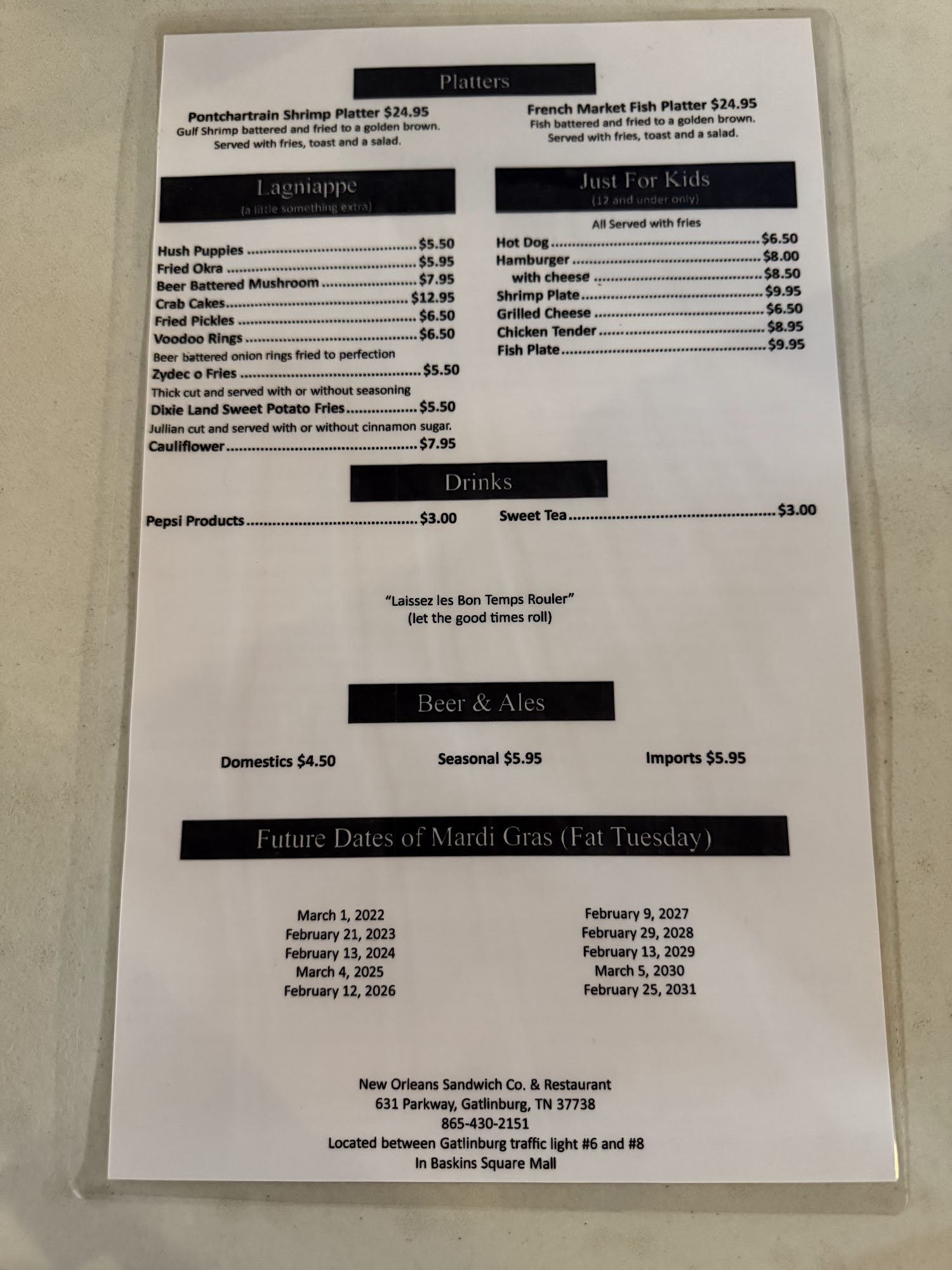 New Orleans Sandwich Company Gatlinburg