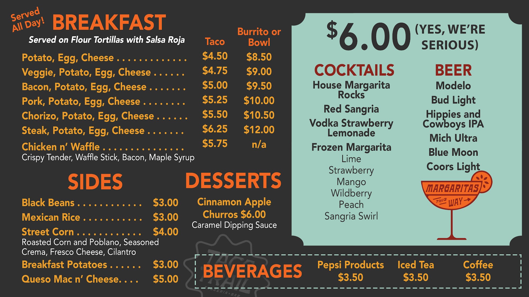 Taco Trail Taqueria & Bar Menu