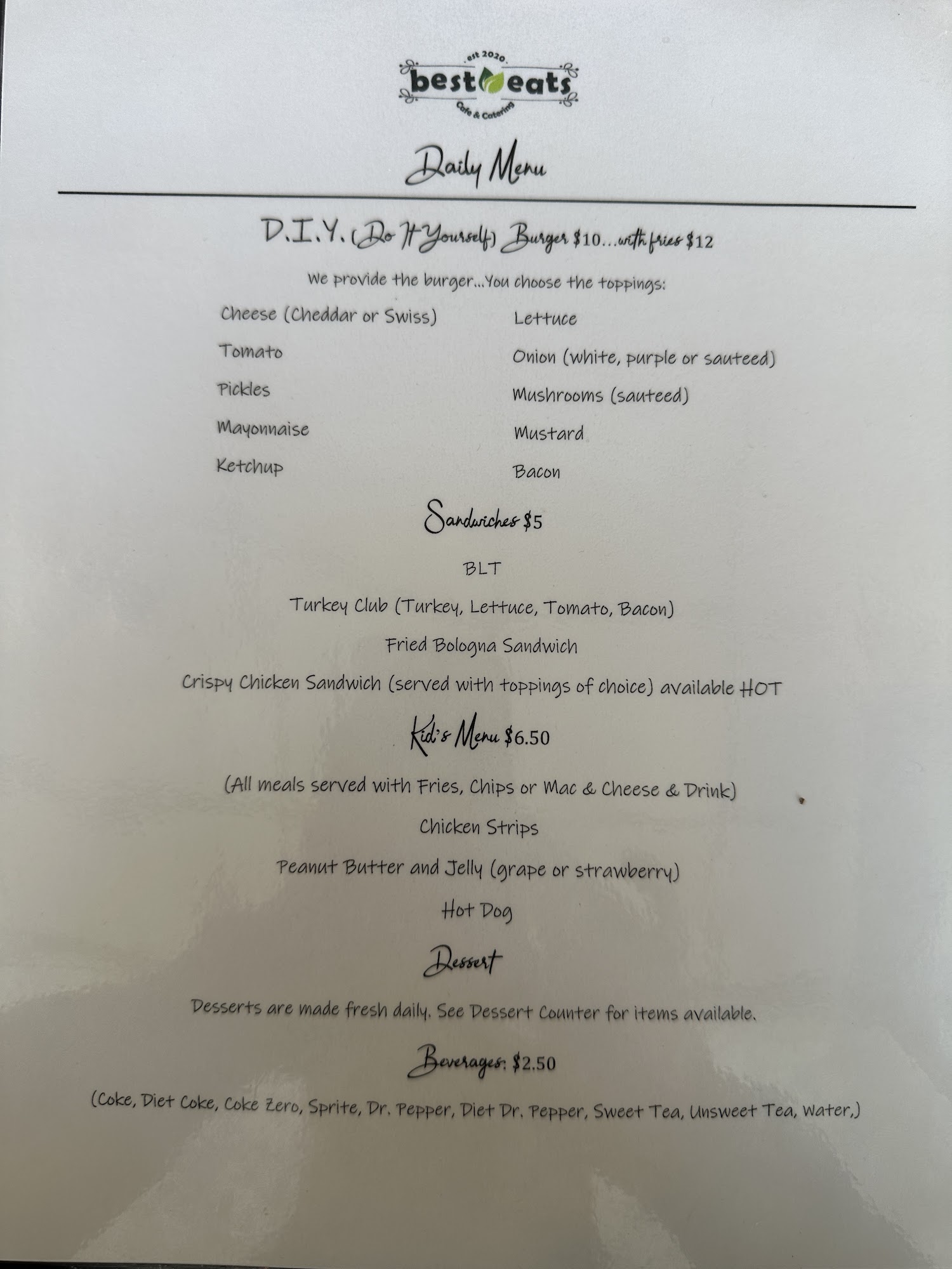 Best Eats Cafe & Catering Menu