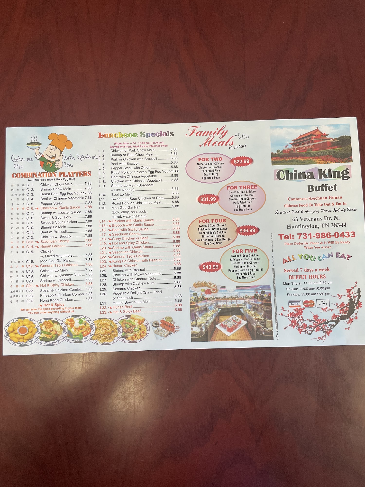China King Menu