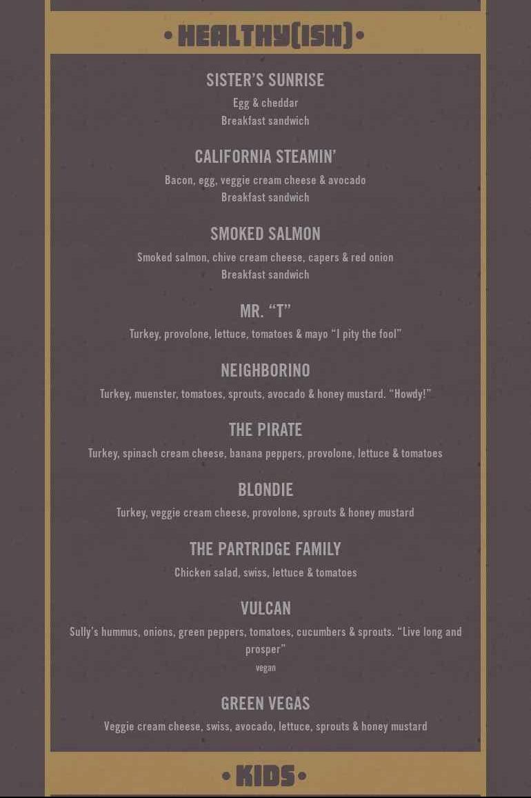 Sully's Steamers Menu