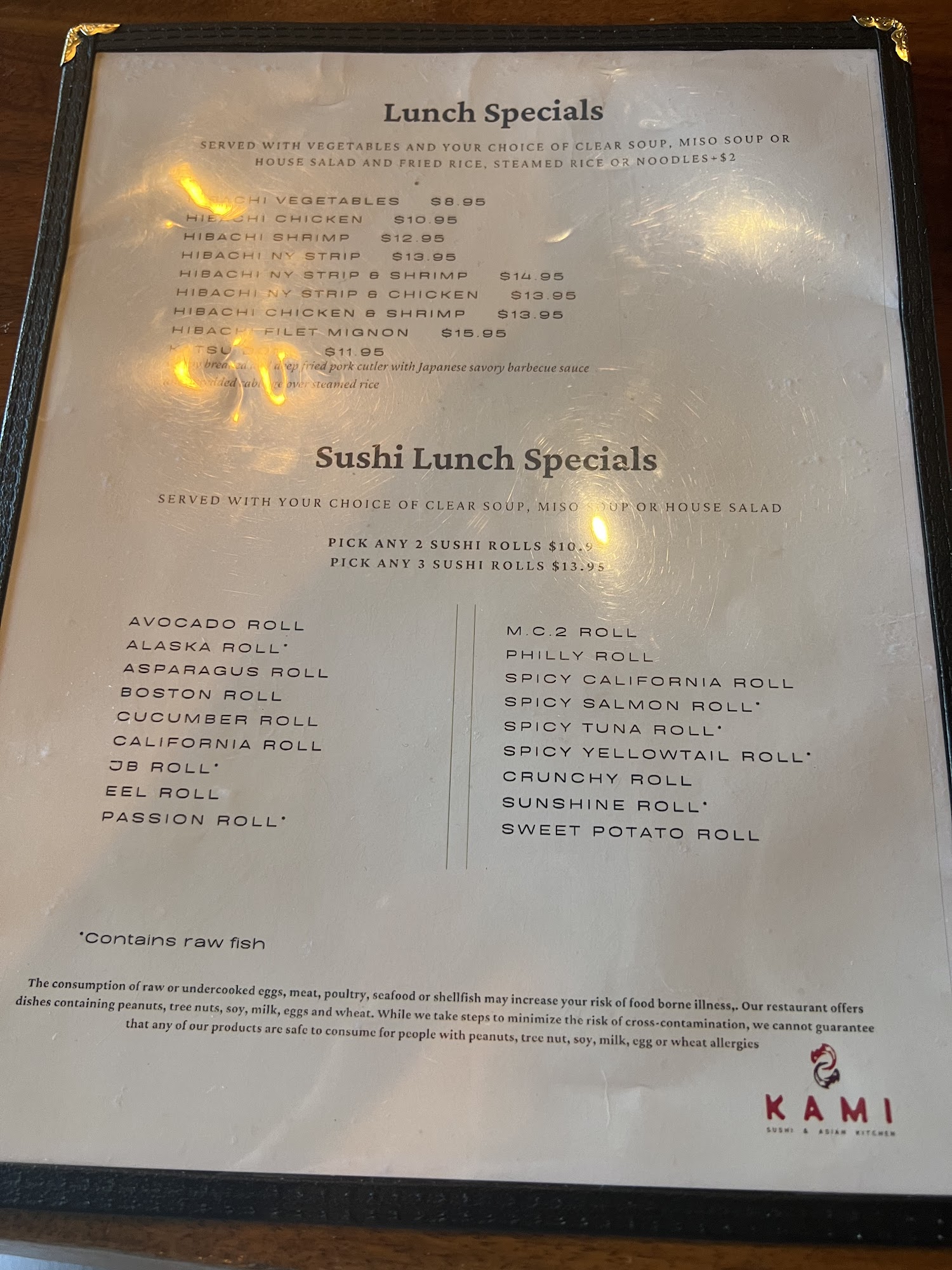 Kami Sushi & Asian Kitchen Menu