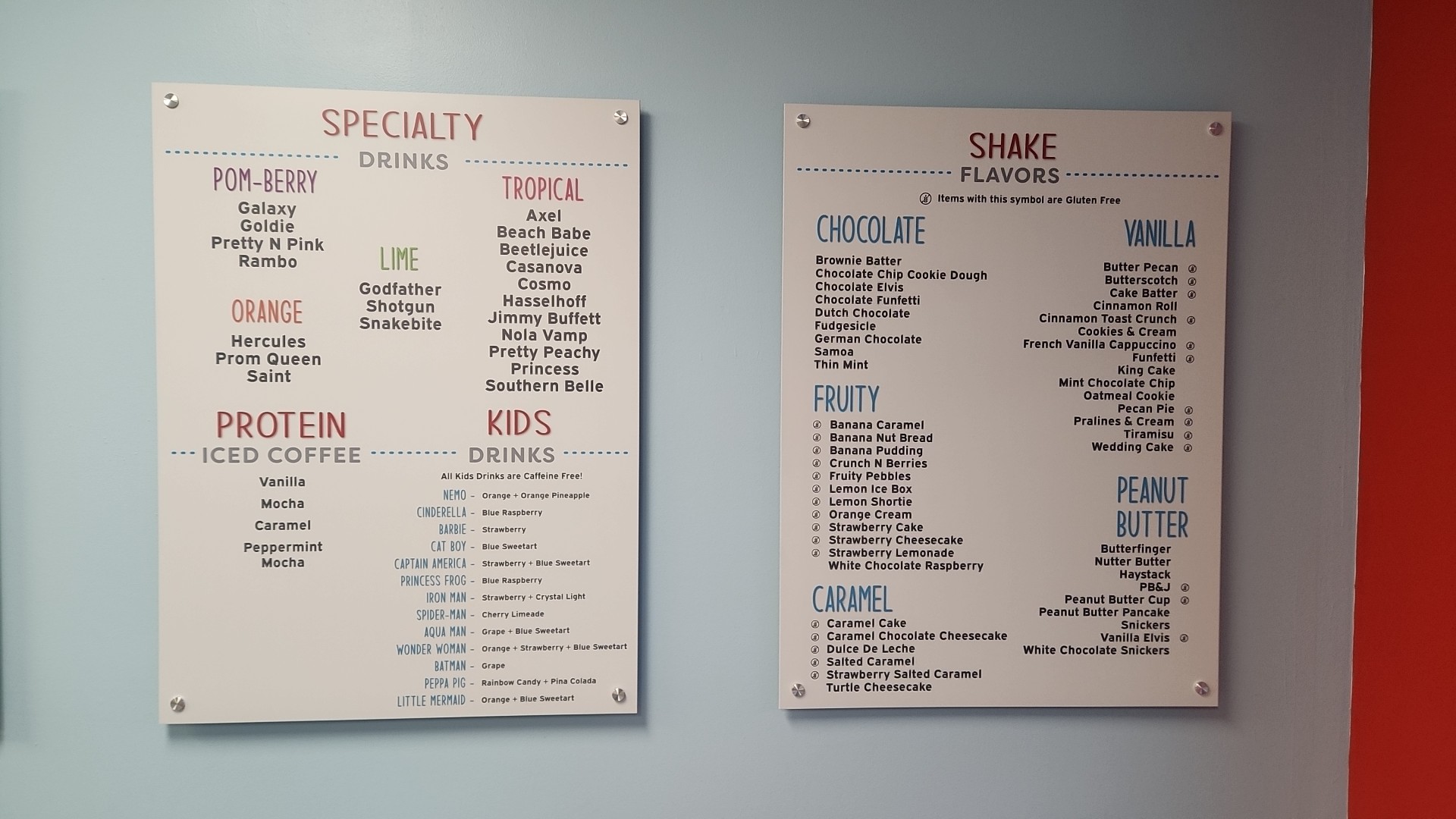 Heritage Nutrition Menu