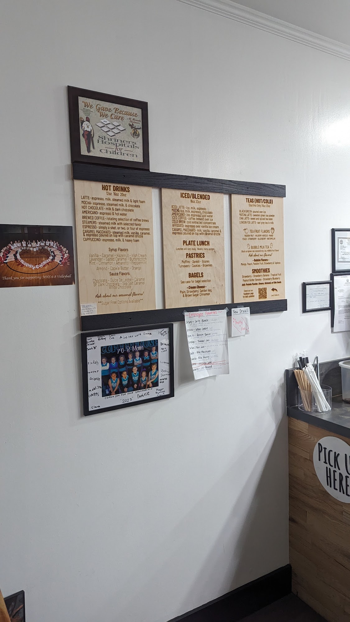 70 & Main Coffeehouse Menu