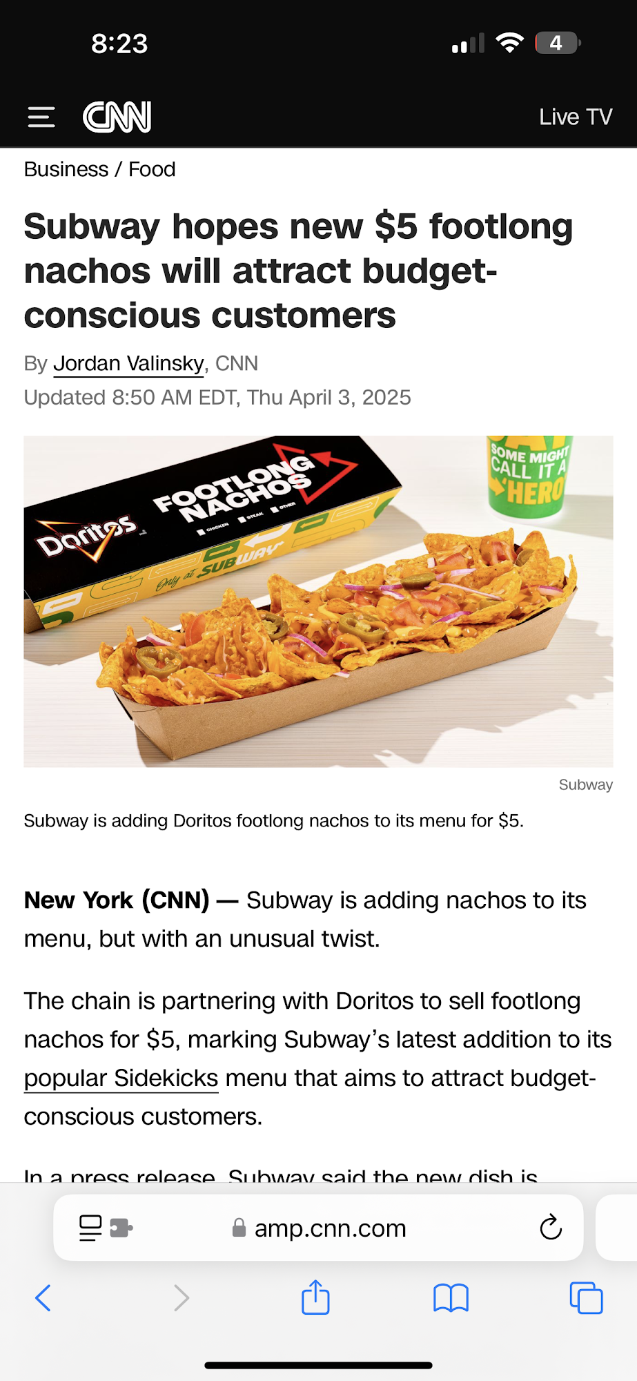 Subway Menu
