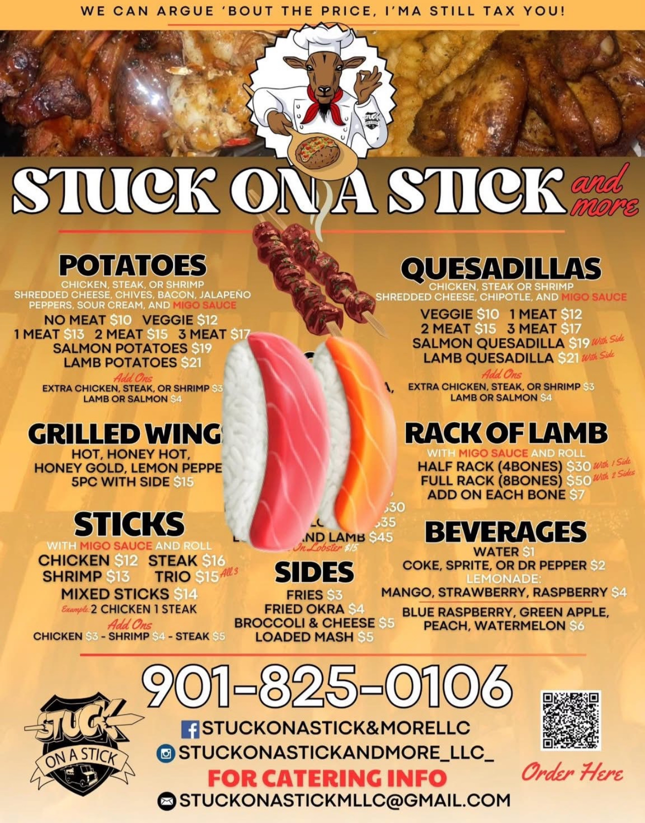 StuckOnAStick Co. Menu