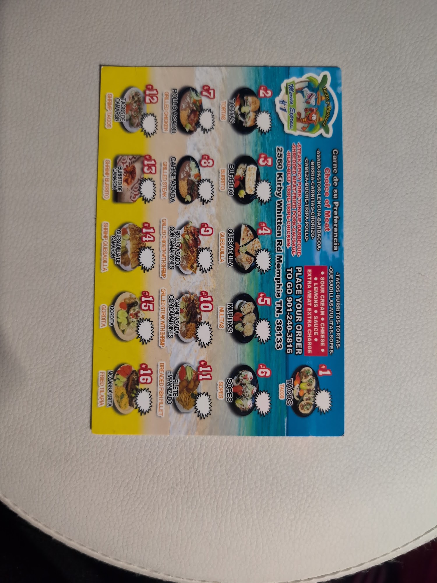 Tacos y Mariscos mexico express #1 Menu