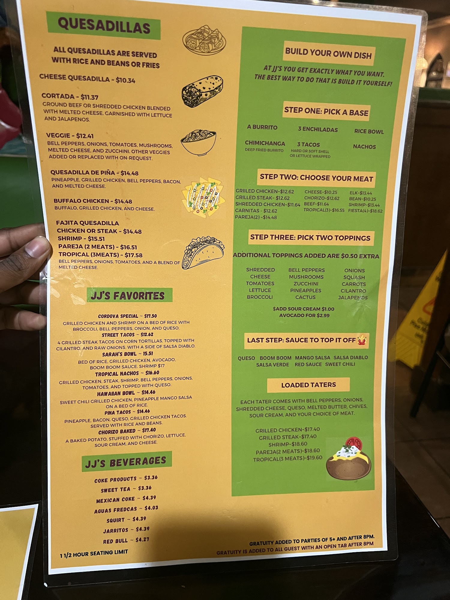 JJ’s Tropical Mexican Bar and Grill Menu