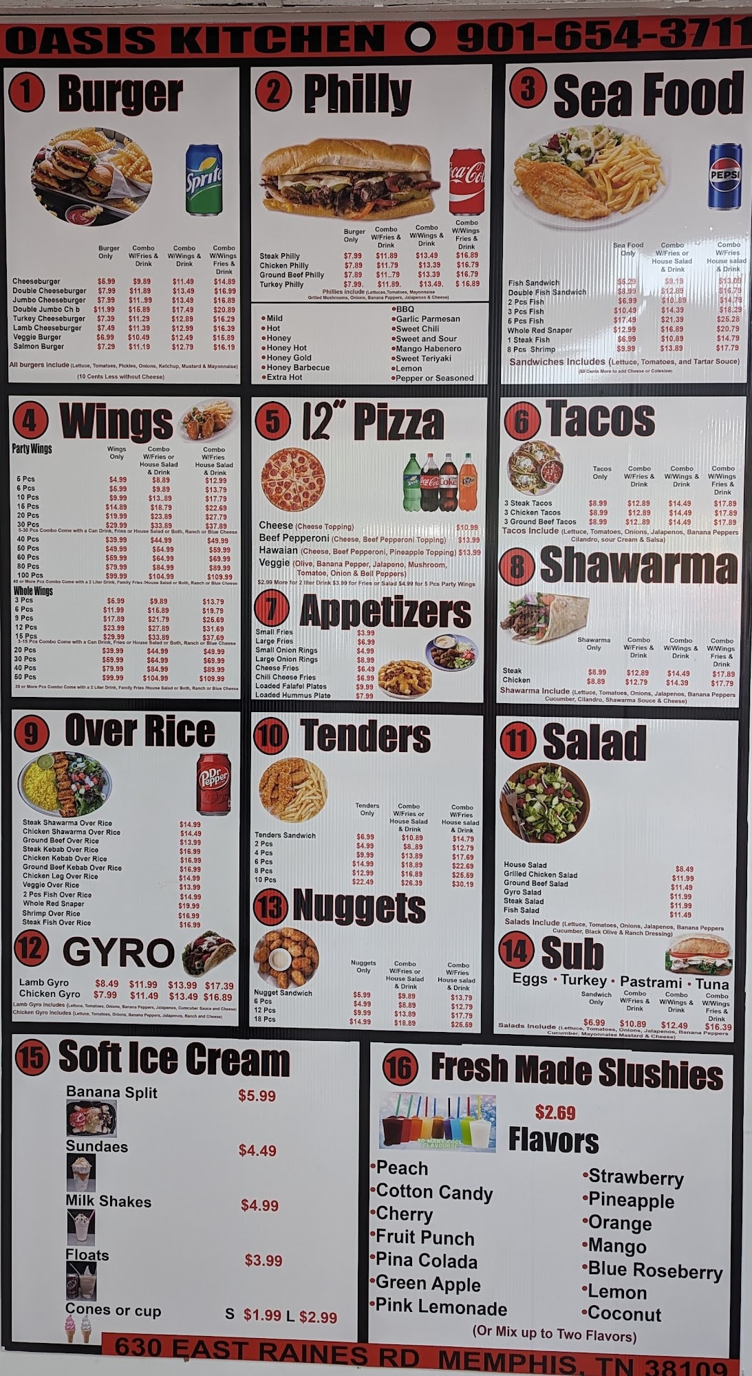 Oasis kitchen Menu