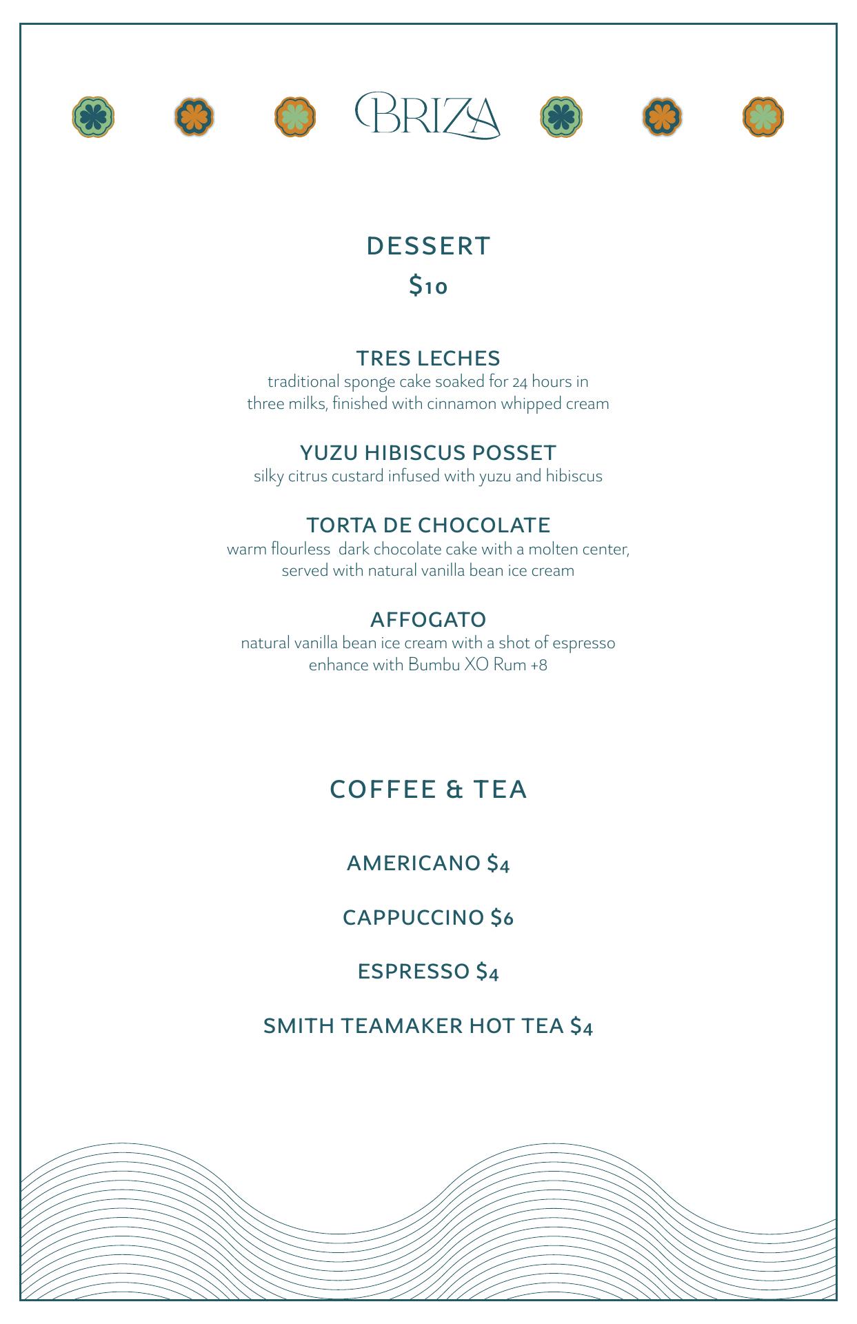 Briza Restaurant Menu