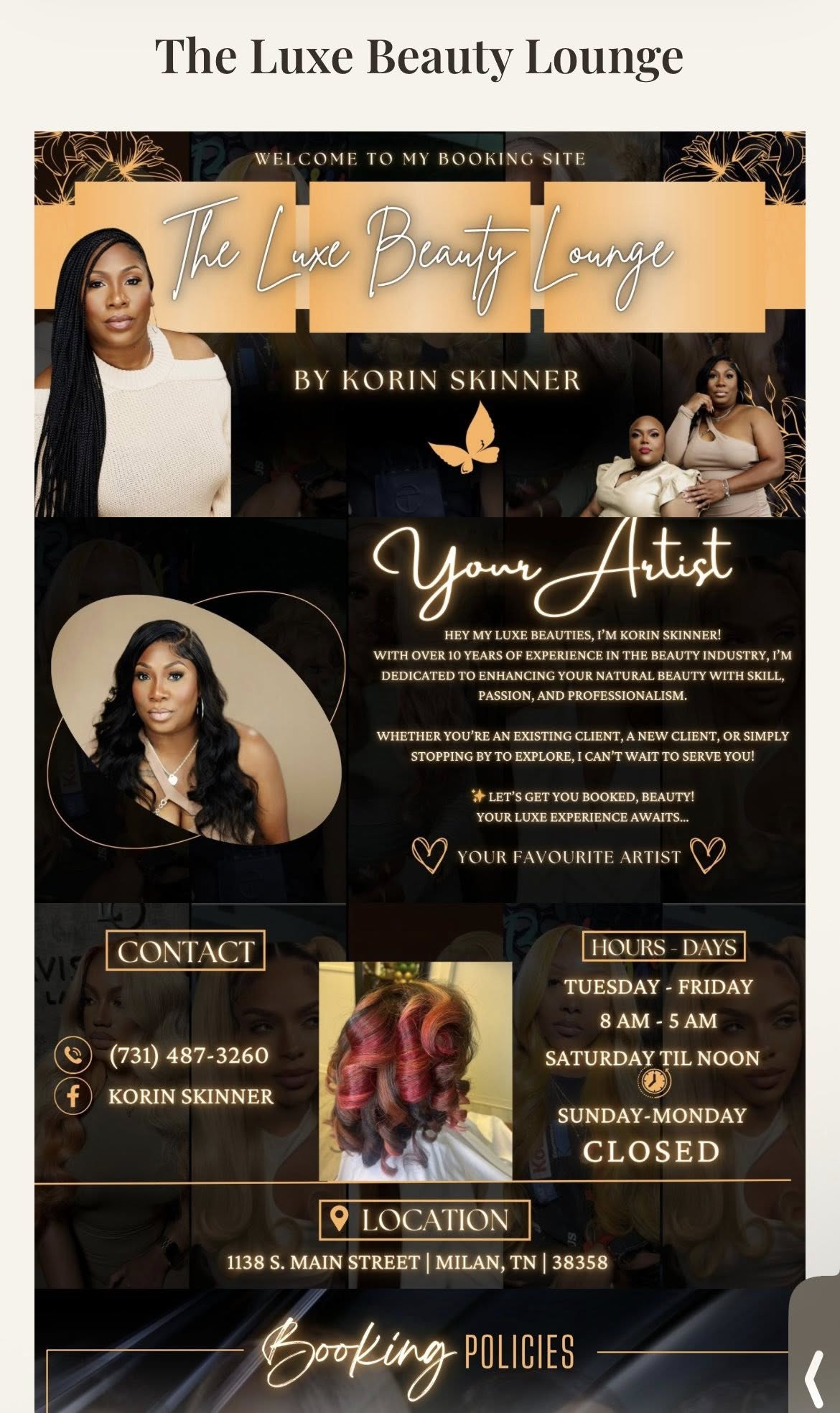 The Luxe Beauty Lounge LLC 1138 S Main St, Milan Tennessee 38358
