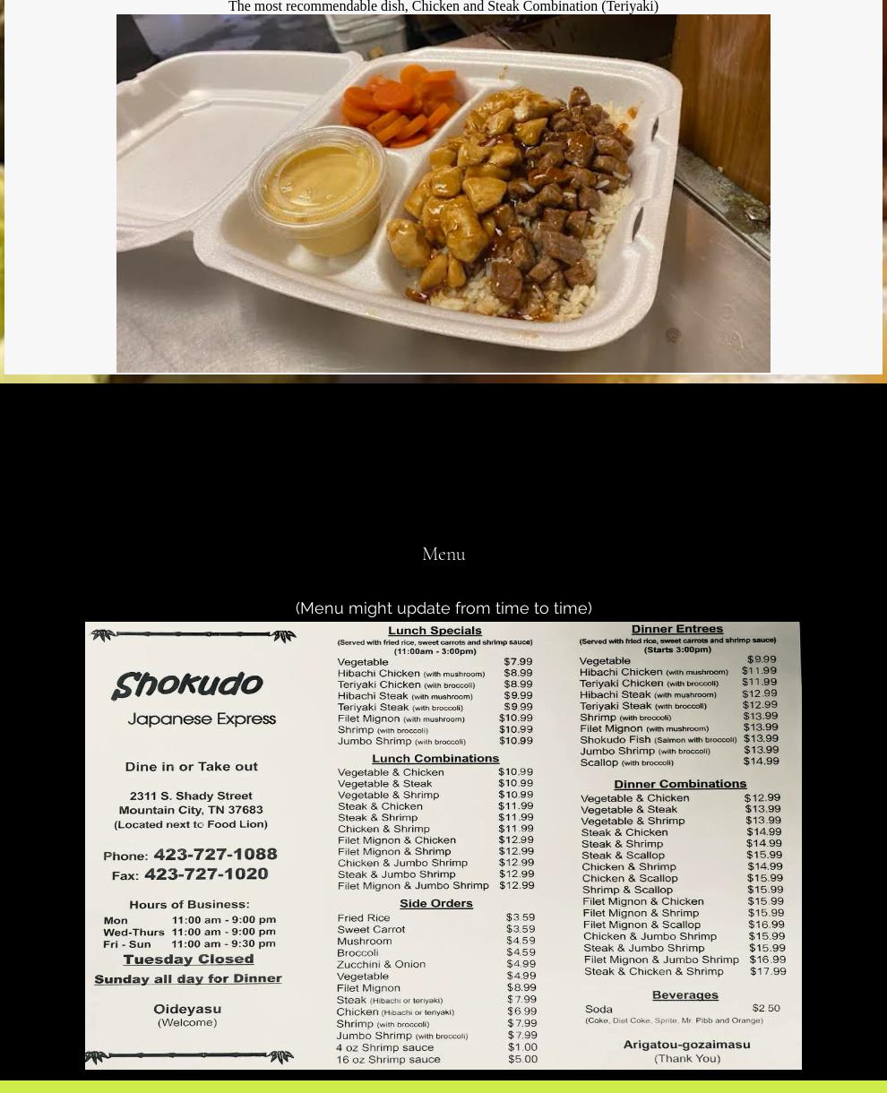 Shokudo Express Menu