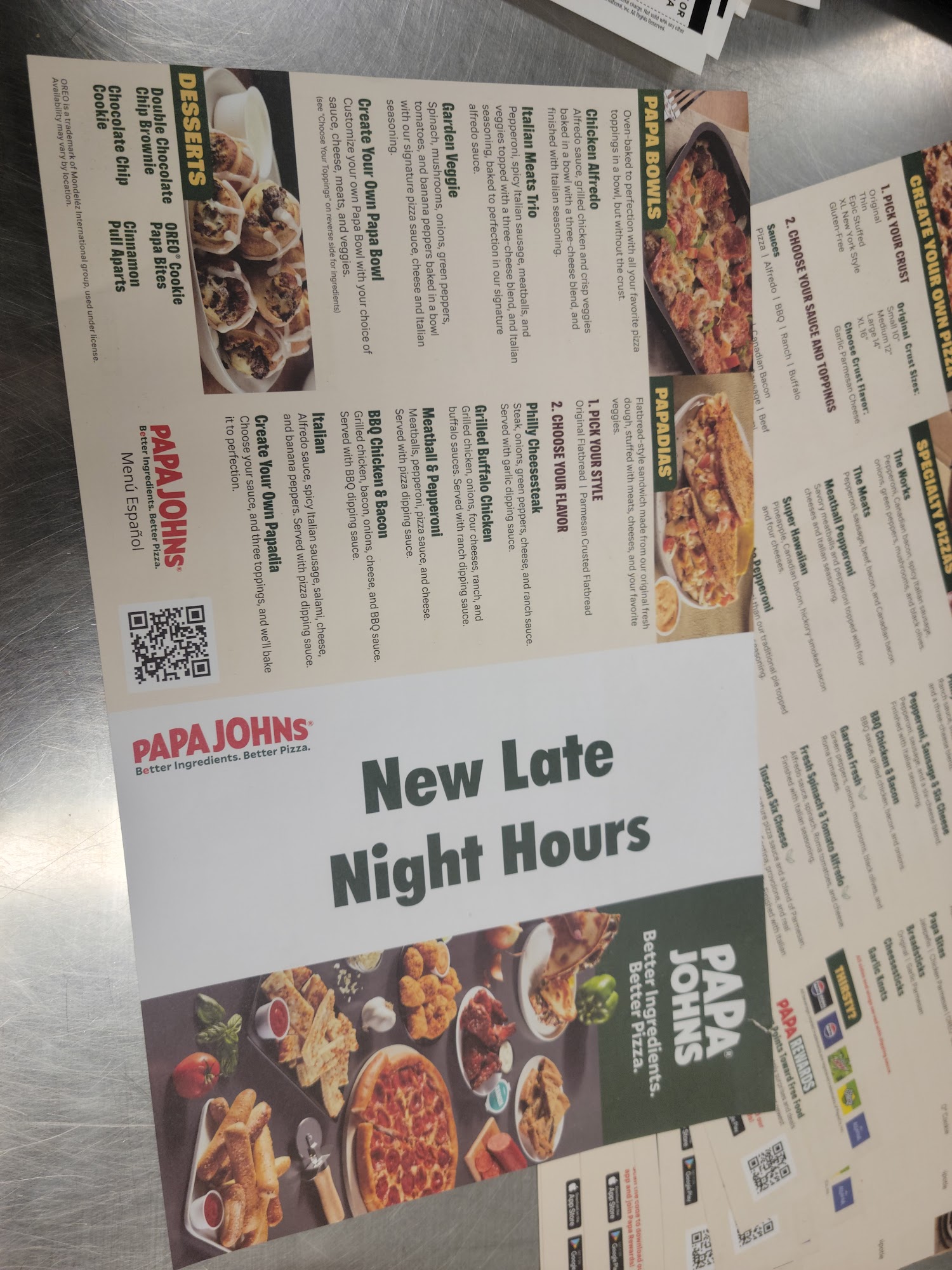 Papa Johns Pizza Menu