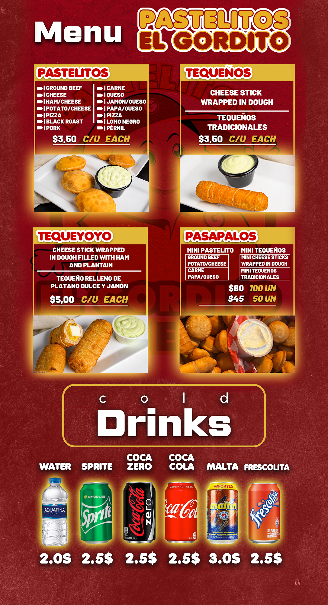 Pastelitos El gordito Menu