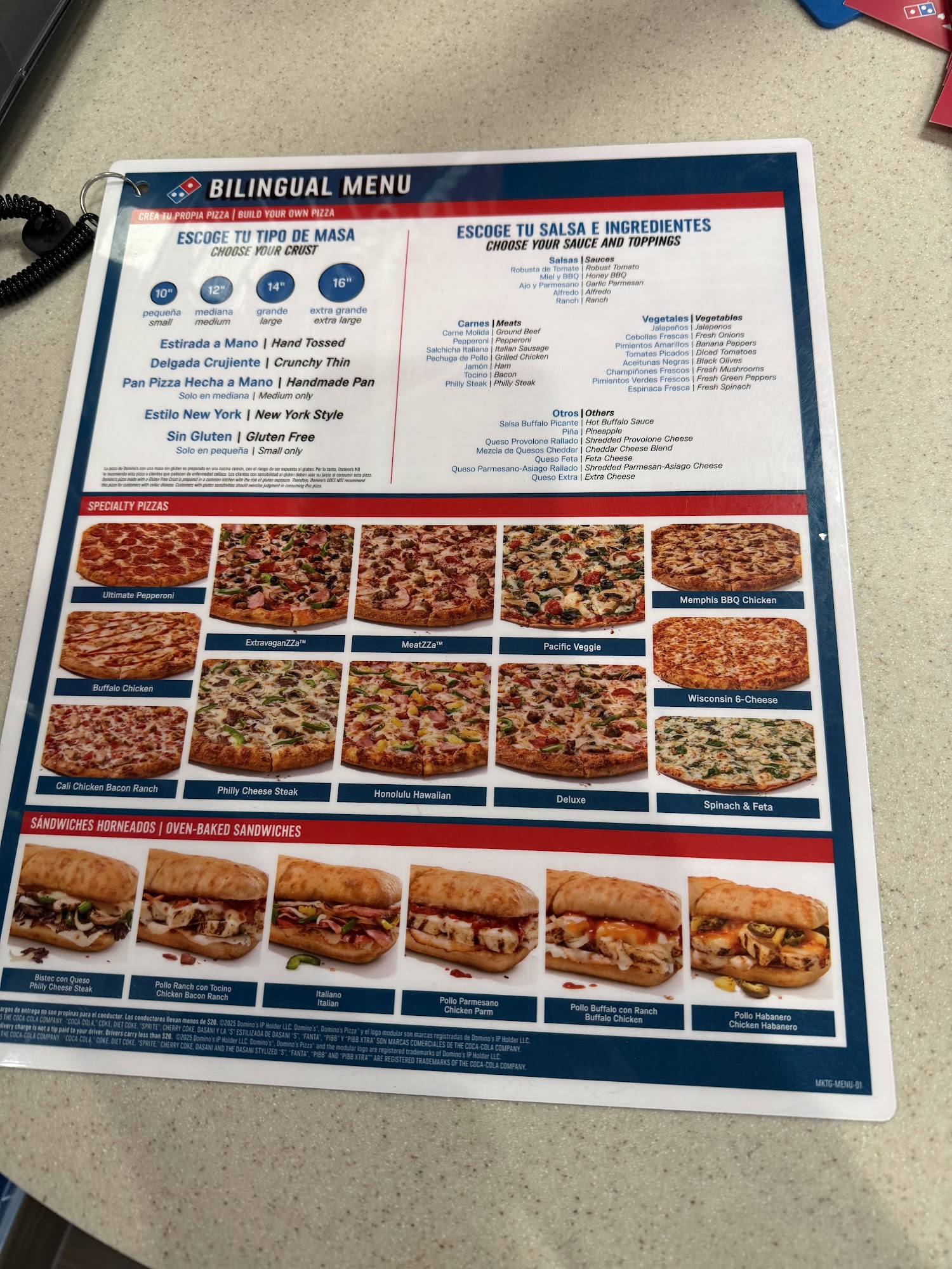 Domino's Pizza Menu