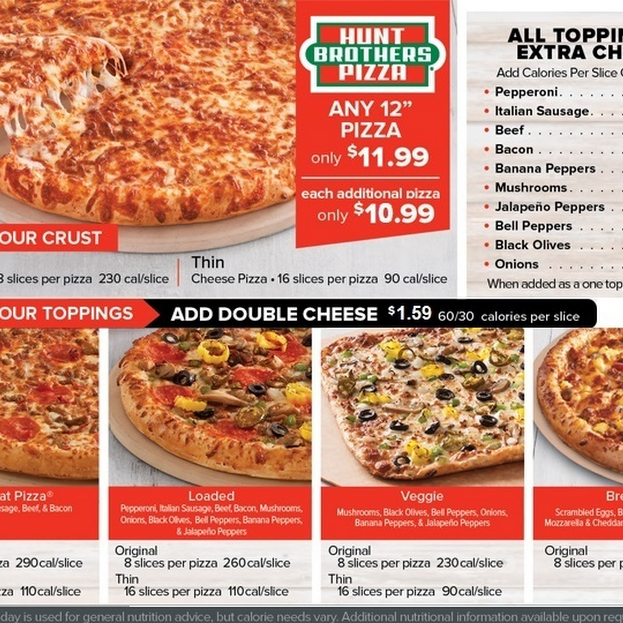 Hunt Brother Pizza Menu