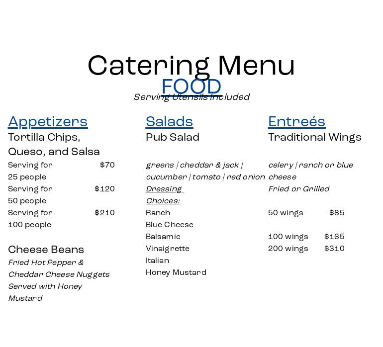 Luckey Hospitality Menu