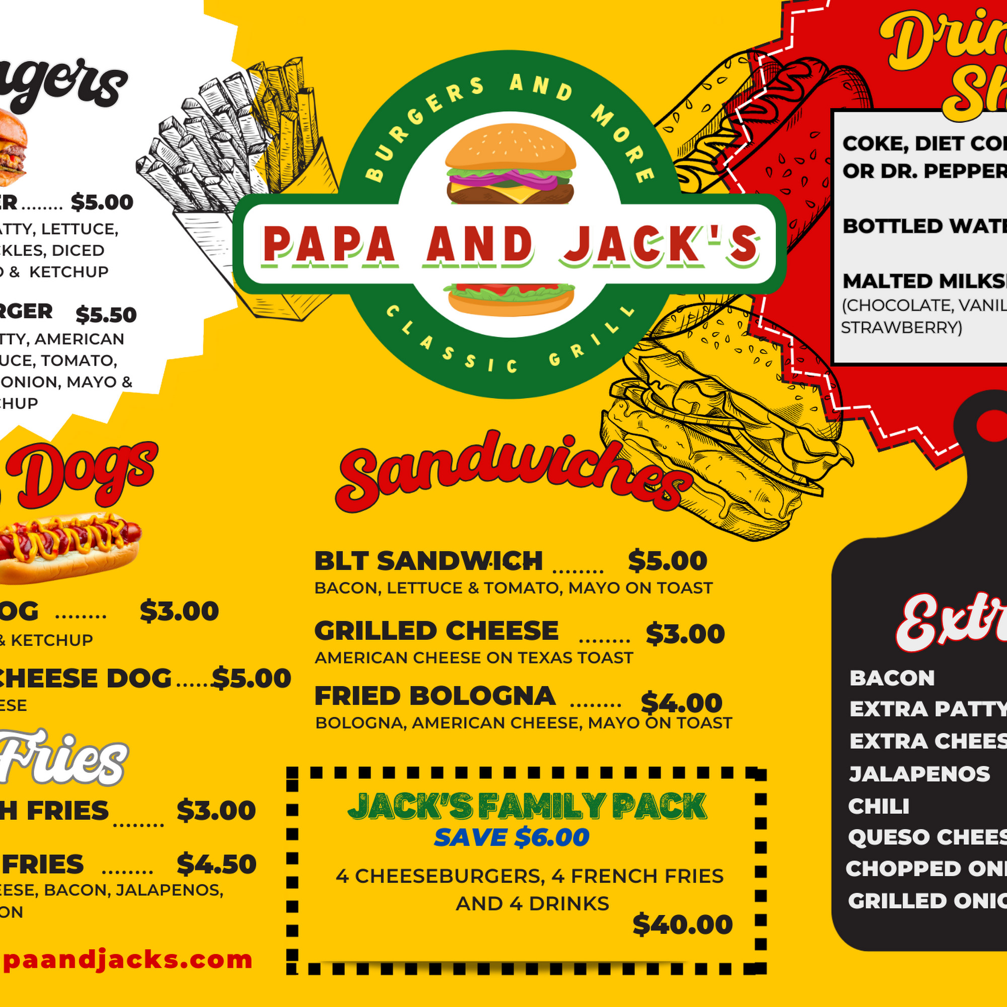 Papa and Jack's Classic Grill Menu