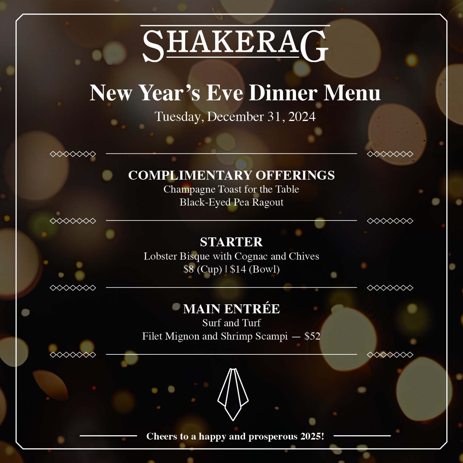 Shakerag Menu