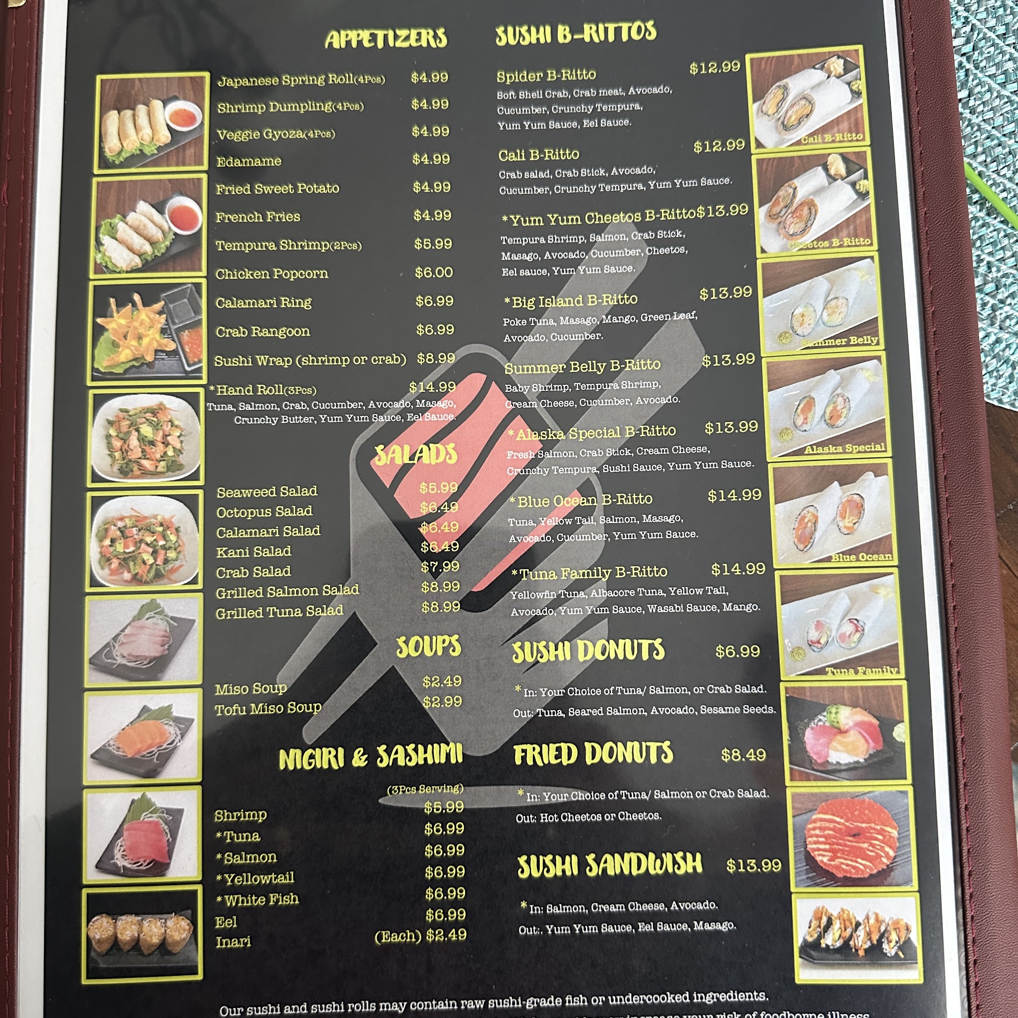 YUM YUM SUSHI Menu