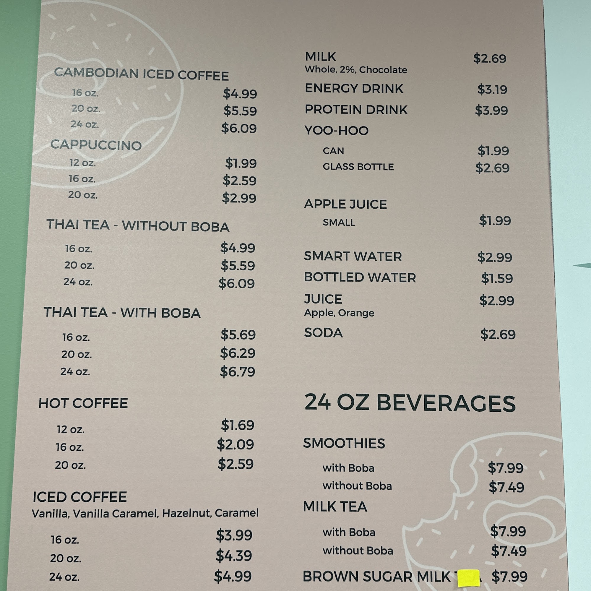 Helen donut Springfield TN Menu