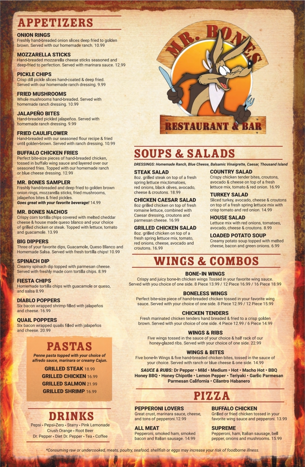 Mr. Bones Restaurant & Bar Menu
