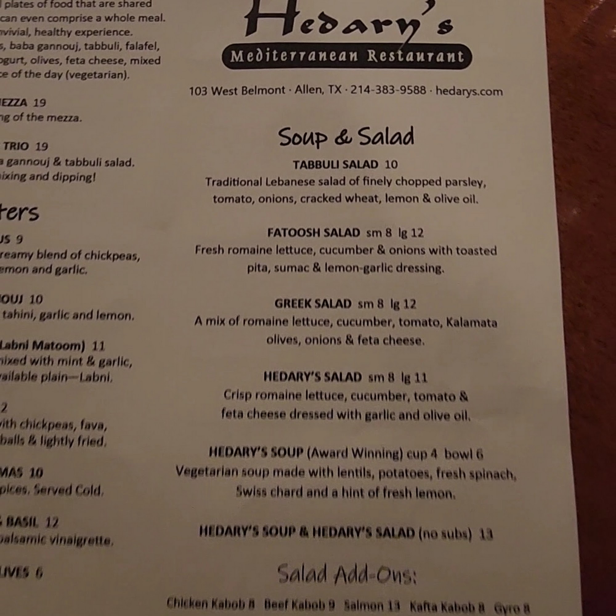 Hedary's Mediterranean Restaurant Allen