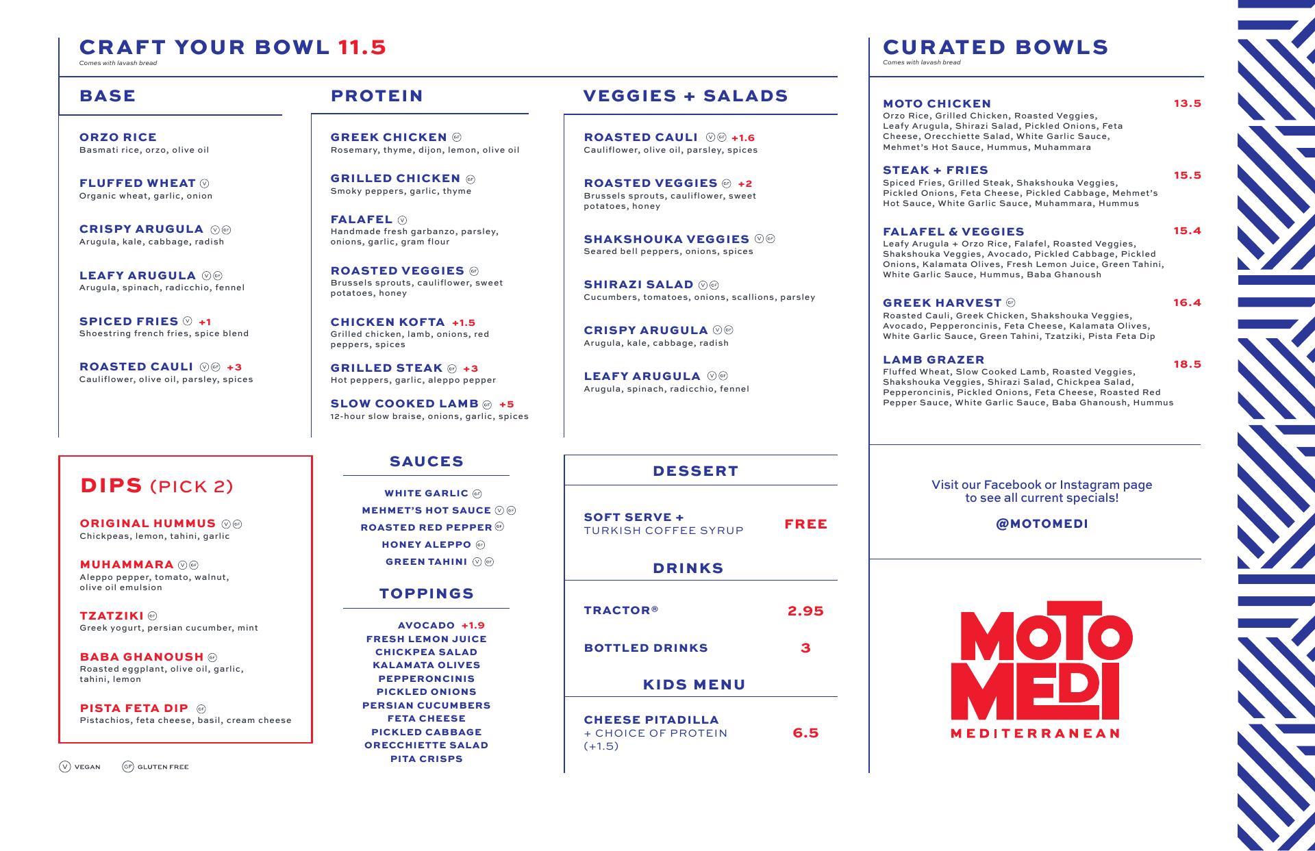 MotoMedi Mediterranean Menu